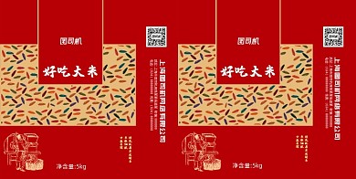 红色大米手提袋包装设计