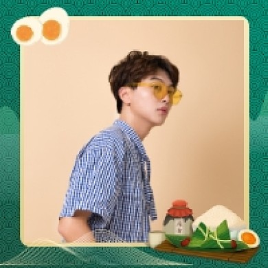 端午节鸭蛋插画可爱头像框