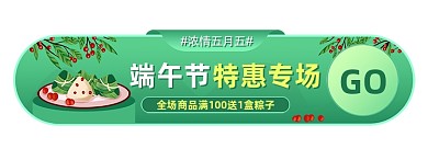 端午节活动绿色胶囊banner
