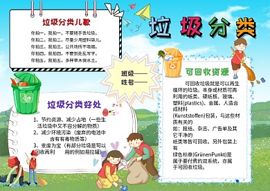 卡通垃圾分类手抄报
