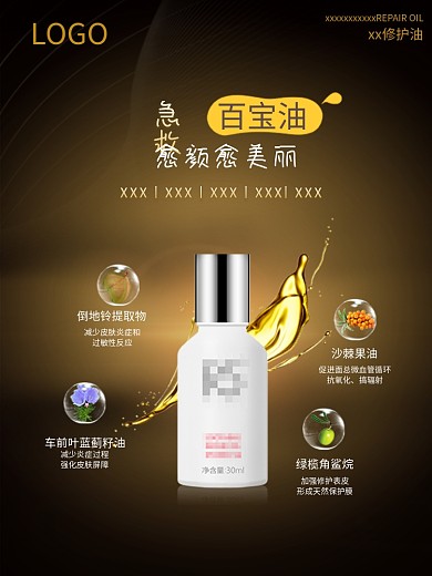 修护油成分海报