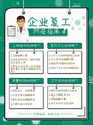 企业复工防疫指南宣传海报