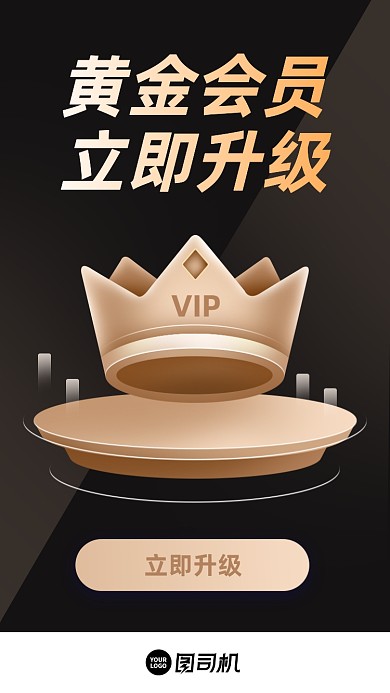 黄金会员VIP权益黑色大气手机海报