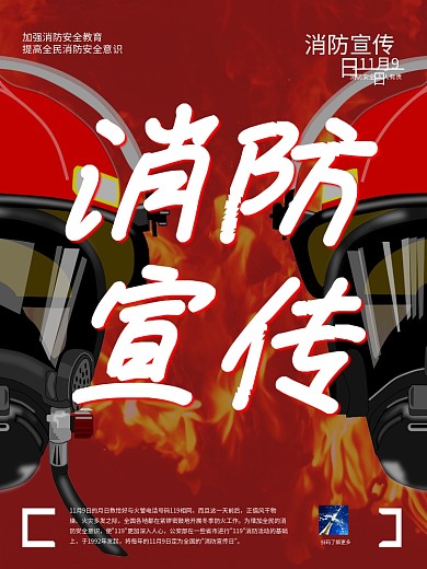 原创中国消防宣传日创意火灾危害海报