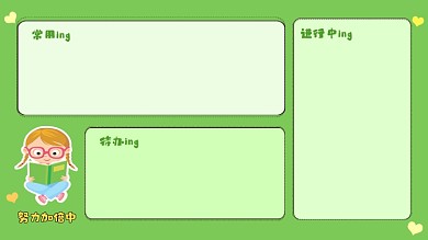 努力打工人绿色卡通女孩电脑分区壁纸