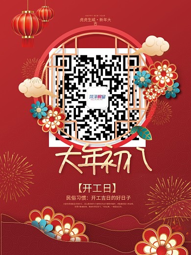 红色2023大年初八年俗传统节日开工日