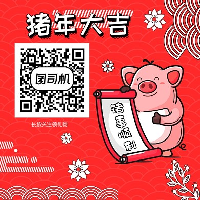 2019卡通猪年关注二维码
