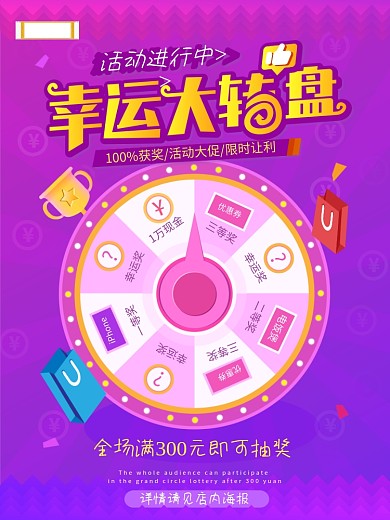 原创幸运转盘大抽奖商场活动宣传海报2