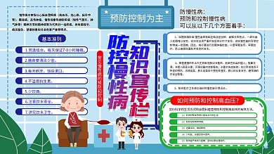 防控慢性病知识宣传栏卡通手绘风内容型展板