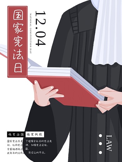 简约国家宪法日法律海报