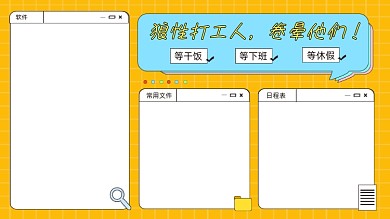黄色简约狼性打工人电脑分区壁纸