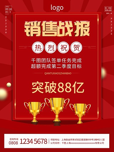 销售战报喜报表彰海报
