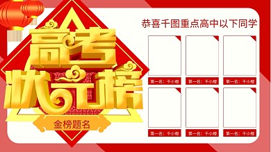 高考状元榜金榜题名喜庆祝贺红色原创展板