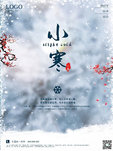 小寒海报二十四节气创意节日冬季雪花天气