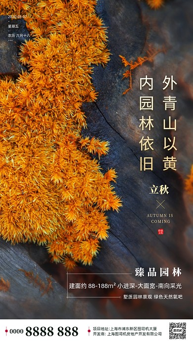 房地产立秋秋天节气手机海报