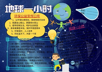地球一小时环保小报公益手抄报