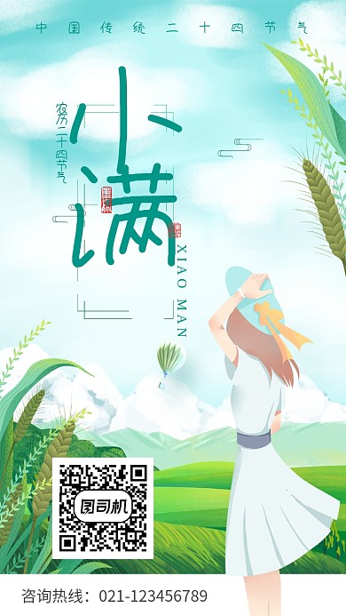 创意传统节气小满插画