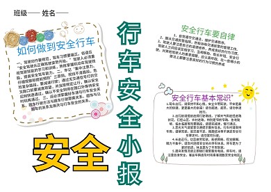 卡通行车安全手抄报模板