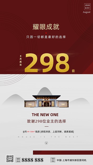 房地产日签月签销量手机海报