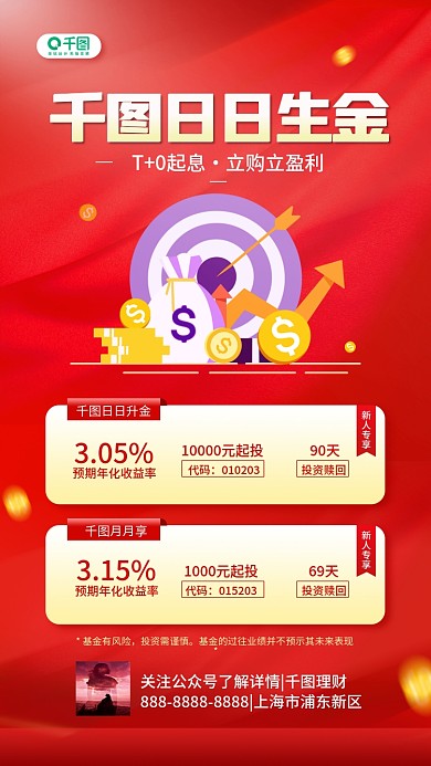 基金理财产品营销金融活动简约手机海报