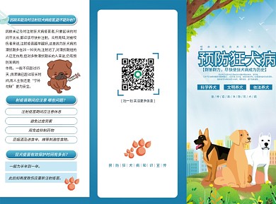 简约清新预防狂犬病预防DM宣传三折页