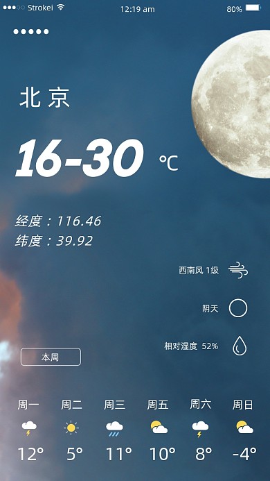 天气预报夜晚月光简约摄影图海报