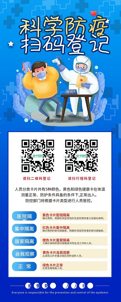 疫情防控健康码扫码登记防疫易拉