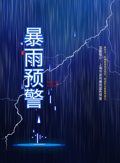 简约暴雨预警公益海报