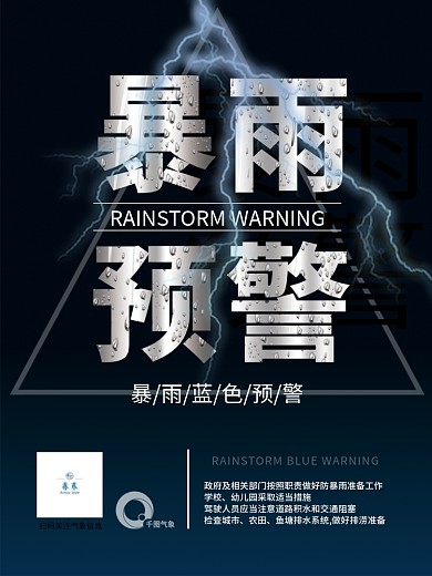 天气预警暴雨预警海报