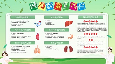 绿色清新健康教育宣传栏宣传展板