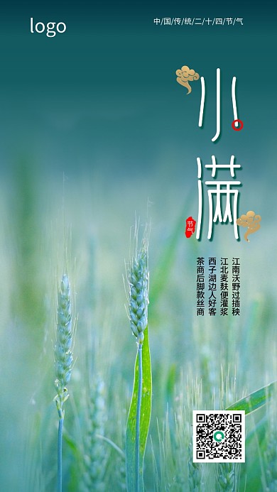 简约小清新小满节气手机封面手机海报
