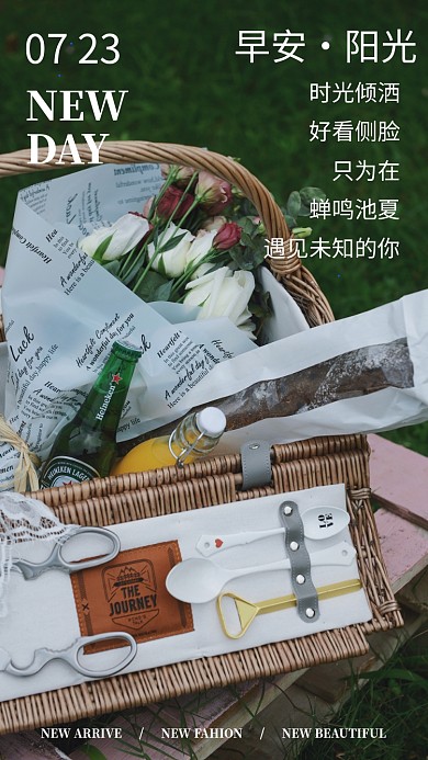 分割摄影早安日签月签问候夏天手机海报