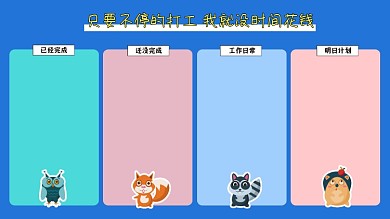 可爱卡通打工人四格电脑分区壁纸