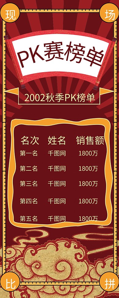 销售业绩PK榜展架易拉宝