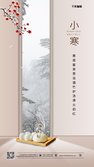 小寒摄影图灰色简洁创意海报