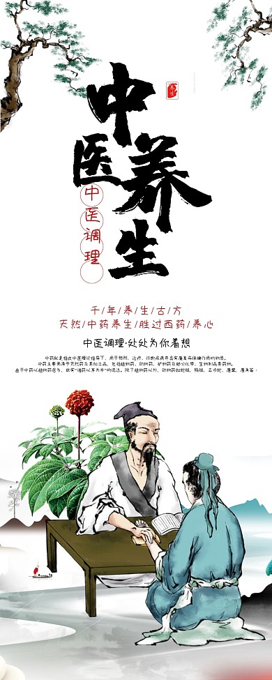 中国风中医养生中医调理中药易拉宝