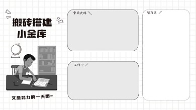 努力打工人黑白电脑分区壁纸