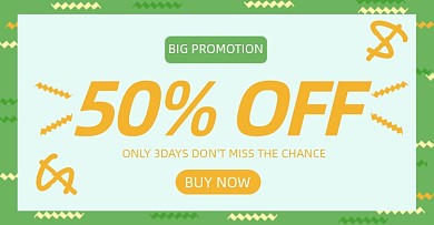 优惠券跨境英文绿色电商横版海报