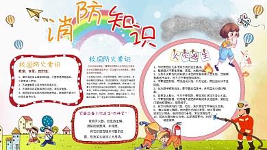 幼儿园火灾防火校园消防安全宣传张展板