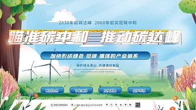 做好碳达峰碳中和上下一套宣传展板