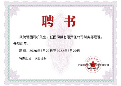 简约风聘书证书聘书