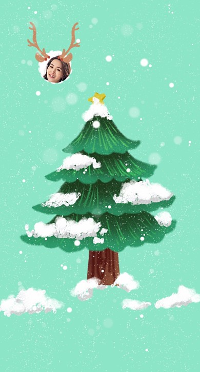 圣诞卡通手机壁纸手绘圣诞树2022