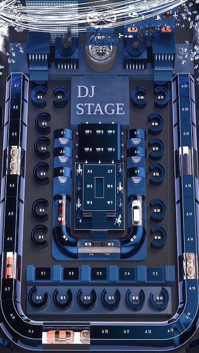 JV有酒吧座位图蓝色科技海报