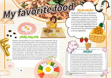 我最爱的食物英语小报卡通小学生英语手抄报