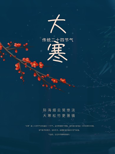 深蓝色简约大气二十四节气大寒活动宣传海报