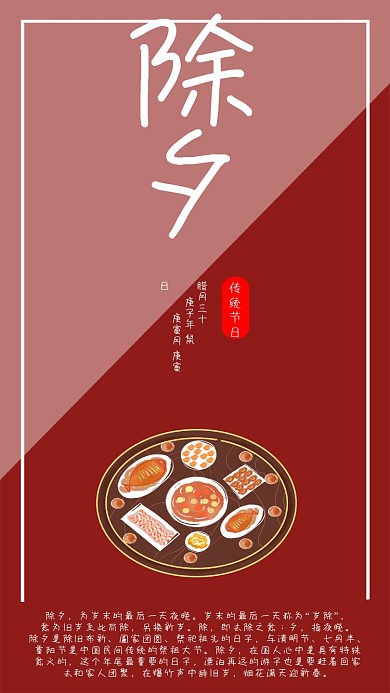 原创除夕年夜饭手机海报
