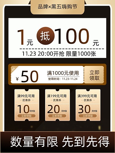 黑五嗨购节促销优惠券主图
