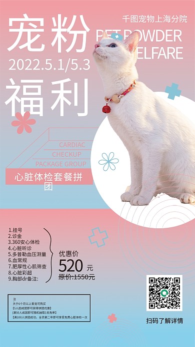 宠物体检促销套餐海报宠粉福利宣传海报