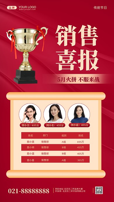 销售精英排名喜报摄影图手机海报