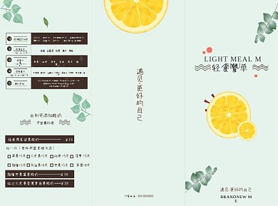 日系小清新素食餐单宣传三折页